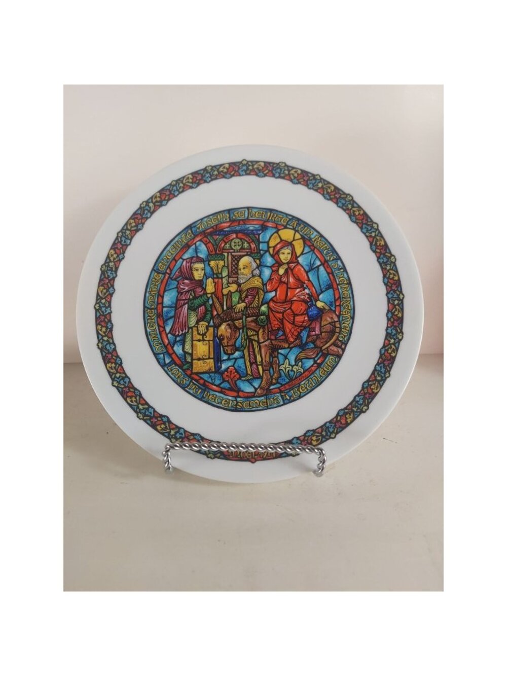 D'Arceau Limoges Noel Vitrail 3 Plate Refus D'Hebergement